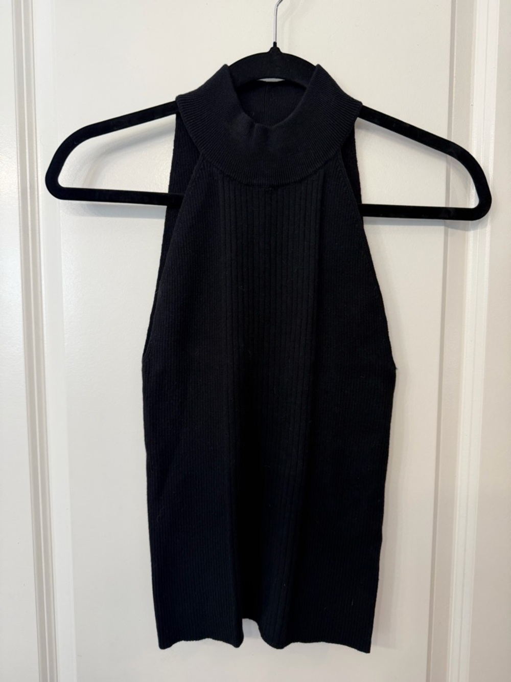 Frame Denim Black Ribbed Crewneck Halter Sweater Tank